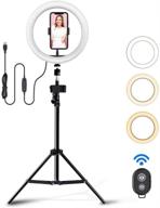 📸 tgood 10 inch led selfie ring light: perfect for live streaming, makeup, tik tok, youtube video! dimmable camera lamp fill light with tripod stand & phone holder. great for photography, vlogging, and shooting vlogs. usb plug included! logo
