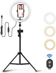 img 4 attached to 📸 TGOOD 10 inch LED Selfie Ring Light: Perfect for Live Streaming, Makeup, TIK Tok, YouTube Video! Dimmable Camera Lamp Fill Light with Tripod Stand & Phone Holder. Great for Photography, Vlogging, and Shooting Vlogs. USB Plug included!