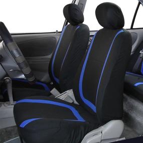 img 3 attached to FH Group FB032115 Flat Cloth Full Set Bucket Seat Covers - Airbag Compatible & Split Ready - Black/Blue Color w/ Gift - Universal Fit for Cars, Autos, Trucks, SUVs
