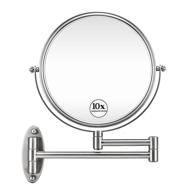 🪞 gloriastar 10x wall mounted makeup mirror - dual sided magnifying makeup mirror for bathroom, 8 inch extension with brushed nickel mirror finish logo