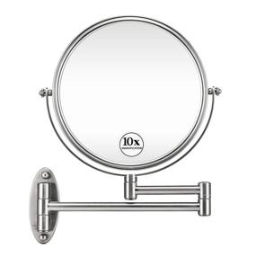 img 4 attached to 🪞 GloRiastar 10X Wall Mounted Makeup Mirror - Dual Sided Magnifying Makeup Mirror for Bathroom, 8 Inch Extension with Brushed Nickel Mirror Finish