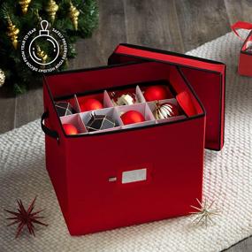 img 3 attached to 🎄 Large Ornament Storage Box with Trays - Premium Christmas Organizer - 4-inch Compartments - Holds 36 Holiday Ornaments - Tear-Proof 600D Oxford Material - Red (Ornament Box with Trays)