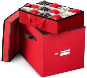 img 4 attached to 🎄 Large Ornament Storage Box with Trays - Premium Christmas Organizer - 4-inch Compartments - Holds 36 Holiday Ornaments - Tear-Proof 600D Oxford Material - Red (Ornament Box with Trays)