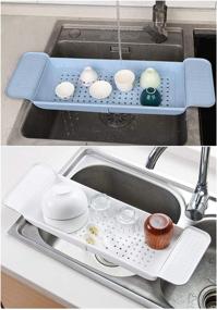 img 1 attached to Тележка для ванной BlueSpace Bathtub Tray Caddy: пластиковый органайзер для душа с расширяемыми боковыми сторонами для ванной комнаты и кухонной полки (белый)