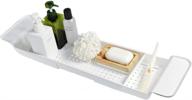 bluespace bathtub tray caddy: plastic shower organizer with extendable sides for bathroom and kitchen shelf (white) logo