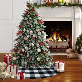 img 3 attached to 48 Inch Senneny Buffalo Plaid Christmas Tree Skirt - Black and White Checked Tree Skirts Mat for Christmas Holiday Party Decor - 4 ft Diameter (48 Inch, Black and White)