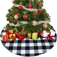 48 inch senneny buffalo plaid christmas tree skirt - black and white checked tree skirts mat for christmas holiday party decor - 4 ft diameter (48 inch, black and white) логотип
