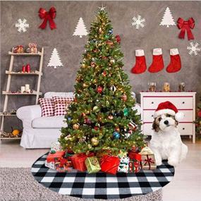 img 1 attached to 48 Inch Senneny Buffalo Plaid Christmas Tree Skirt - Black and White Checked Tree Skirts Mat for Christmas Holiday Party Decor - 4 ft Diameter (48 Inch, Black and White)