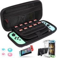 nintendo switch portable carry case + 2 tempered glass screen protectors - gim 🎮 hard shell protective cover travel bag with 20 dockable game cartridge slots and 4 thumbstick caps logo