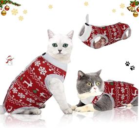 img 4 attached to 🐱 oUUoNNo Cat Recovery Suit for Abdominal Wounds or Skin Diseases - Post-Op Wear, Pajama Suit, E-Collar Alternative for Feline Surgical Healing