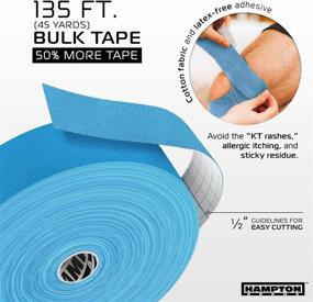 img 1 attached to 🌊 Premium Waterproof Bulk Kinesiology Tape Roll for Knee, Muscle and Joint Support - 135 Feet, Blue