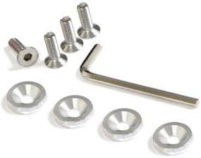 img 4 attached to IJDMTOY 4Pc JDM Racing Style M6 Silver Aluminum Washers Bolts Kit Compatible With Car License Plate Frame