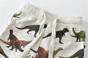 img 2 attached to HUAER Boys Cartoon Dinosaur Monkey Cotton Sweatpants with Drawstring Elastic Waist