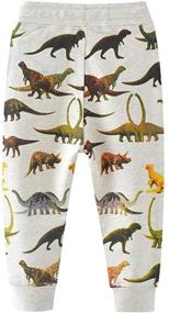 img 3 attached to HUAER Boys Cartoon Dinosaur Monkey Cotton Sweatpants with Drawstring Elastic Waist