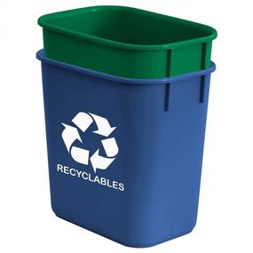 img 3 attached to Acrimet 13QT Plastic Wastebasket Bin Set for Recycling and Waste - Green and Blue (Pack of 2)