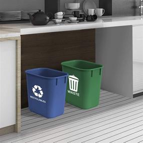 img 2 attached to Acrimet 13QT Plastic Wastebasket Bin Set for Recycling and Waste - Green and Blue (Pack of 2)