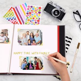 img 3 attached to 📸 Self-Adhesive Photo Album Scrapbook with 60 Pages | Ideal for Thansgiving, Christmas, Birthday Gifts | Linen Cover with Magnetic Closure | Holds Various Photo Sizes 3x5, 4x6, 5x7, 6x8, 8x10 | Perfect for Family, Wedding, Travel, Vacation Memories | Includes 2 Metallic Pens