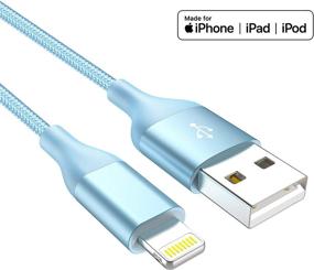 img 1 attached to 🔌 Набор из 4-х кабелей HaoKanDe Colorful Lightning (10/6/6/3 фута) - Сертифицированный USB-кабель Apple MFi для зарядки, нейлоновый оплетенный зарядный кабель для iPhone 11 Pro MAX, Xs, XR, X, 8, 7, 6S, 6 Plus, SE, 5S, 5C (синий)