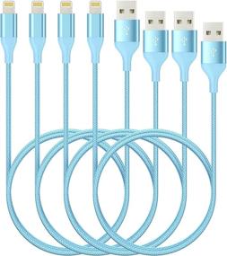 img 4 attached to 🔌 Набор из 4-х кабелей HaoKanDe Colorful Lightning (10/6/6/3 фута) - Сертифицированный USB-кабель Apple MFi для зарядки, нейлоновый оплетенный зарядный кабель для iPhone 11 Pro MAX, Xs, XR, X, 8, 7, 6S, 6 Plus, SE, 5S, 5C (синий)