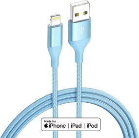 img 3 attached to 🔌 Набор из 4-х кабелей HaoKanDe Colorful Lightning (10/6/6/3 фута) - Сертифицированный USB-кабель Apple MFi для зарядки, нейлоновый оплетенный зарядный кабель для iPhone 11 Pro MAX, Xs, XR, X, 8, 7, 6S, 6 Plus, SE, 5S, 5C (синий)