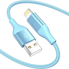 img 2 attached to 🔌 Набор из 4-х кабелей HaoKanDe Colorful Lightning (10/6/6/3 фута) - Сертифицированный USB-кабель Apple MFi для зарядки, нейлоновый оплетенный зарядный кабель для iPhone 11 Pro MAX, Xs, XR, X, 8, 7, 6S, 6 Plus, SE, 5S, 5C (синий)