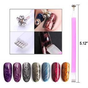 img 3 attached to 🐱 WOKOTO 6Pcs Cat Eye Magnetic UV Gel Nail Polish Pen Set with Flower Ombre Design - Double Head Magnet Stick Manicure DIY Tools for Stunning 3D Cat Eye Nails