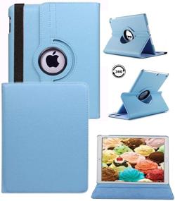 img 4 attached to Ipad 4Th Generation Case Rotating Ipad 3 Ipad 2 Case For Ipad Model A1458 A1430 A 1416 Md510Ll /A Mc979Ll/A With Screen Protector Stand Smart Covers Support Wake/Sleep Function (Blue)