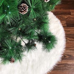 img 2 attached to 🎄 Amidaky 36-Inch Faux Fur Snowy White Christmas Tree Skirt - Xmas Large Tree Skirt Mat for Festive Party Decorations