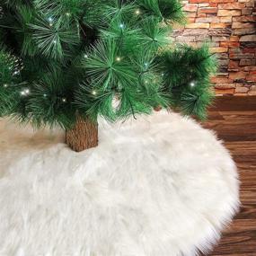 img 1 attached to 🎄 Amidaky 36-Inch Faux Fur Snowy White Christmas Tree Skirt - Xmas Large Tree Skirt Mat for Festive Party Decorations