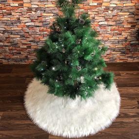 img 3 attached to 🎄 Amidaky 36-Inch Faux Fur Snowy White Christmas Tree Skirt - Xmas Large Tree Skirt Mat for Festive Party Decorations