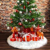 🎄 amidaky 36-inch faux fur snowy white christmas tree skirt - xmas large tree skirt mat for festive party decorations logo