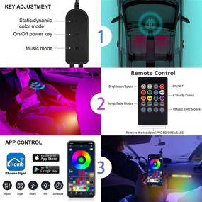 img 1 attached to 🚗 Car LED Lights Interior with App and Remote Control, Music Sync, Waterproof Under Dash Lighting Kit - 12V Car Charger Included