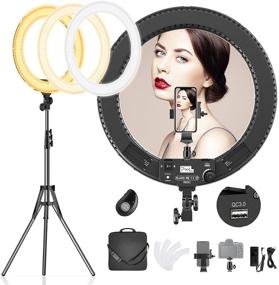 img 4 attached to 📸 Versatile Pixel 60W Bi-Color Ring Light with Tripod Stand and Carrying Bag: Perfect for Camera, Smartphone, Video Conference, Live Stream, Makeup, YouTube, TikTok, Zoom, Photography, and Portraits!