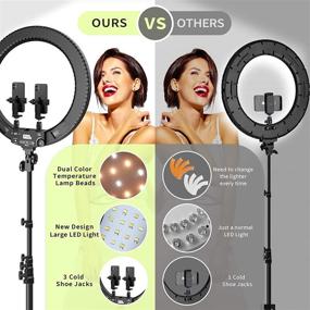 img 2 attached to 📸 Versatile Pixel 60W Bi-Color Ring Light with Tripod Stand and Carrying Bag: Perfect for Camera, Smartphone, Video Conference, Live Stream, Makeup, YouTube, TikTok, Zoom, Photography, and Portraits!