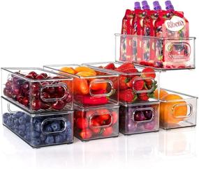 img 4 attached to 🧊 Fridge Organizer BPA Free Plastic Clear Storage Bins - Stackable 8 Pack, 10×4×3 Inch with Handles for Freezer, Kitchen, Countertops, Cabinets - Ideal for Food, Drinks