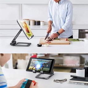 img 2 attached to 📱 Versatile Tablet Stand Holder for Desk - Adjustable iPad Stand, Cell Phone Stands, iPhone Stand, Nintendo Switch Stand - Compatible with iPad Pro, iPad Mini, and Tablets (4-10 inch)