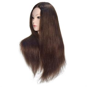 img 1 attached to 👩 Versatile 20-22" Real Human Hair Mannequin Head for Cosmetology Training with Table Clamp Holder