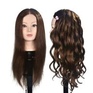 👩 versatile 20-22" real human hair mannequin head for cosmetology training with table clamp holder logo