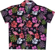 🌺 vibrant hawaiian flamingo shirts: perfect boys' clothing for scenic holiday tops, tees & shirts logo