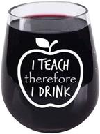 🍷 teacher gifts: stemless wine glass - i teach therefore i drink - tritan unbreakable/shatterproof material - 16 ounce - perfect secret santa, white elephant, or stocking stuffer logo