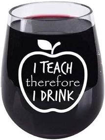 img 1 attached to 🍷 Teacher Gifts: Stemless Wine Glass - I Teach Therefore I Drink - Tritan Unbreakable/Shatterproof Material - 16 Ounce - Perfect Secret Santa, White Elephant, or Stocking Stuffer