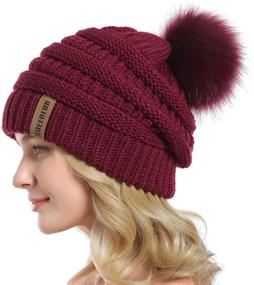 img 2 attached to ❄️ Winter Warmth with QUEENFUR Women Knit Slouchy Beanie: Baggy Hat with Faux Fur Pompom for a Stylishly Cozy Look