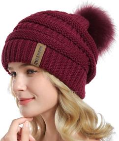 img 3 attached to ❄️ Winter Warmth with QUEENFUR Women Knit Slouchy Beanie: Baggy Hat with Faux Fur Pompom for a Stylishly Cozy Look