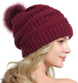 img 1 attached to ❄️ Winter Warmth with QUEENFUR Women Knit Slouchy Beanie: Baggy Hat with Faux Fur Pompom for a Stylishly Cozy Look