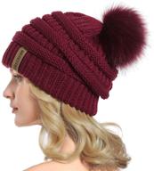 ❄️ winter warmth with queenfur women knit slouchy beanie: baggy hat with faux fur pompom for a stylishly cozy look logo