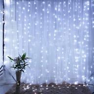 qunlight star 304 led curtain string lights, 9.8ftx9.8ft, 30v, 8 modes with memory, ✨ window decoration lights for wedding, party, home, garden, bedroom, indoor outdoor wall decor (cool white) logo