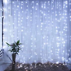 img 4 attached to Qunlight Star 304 LED Curtain String Lights, 9.8ftx9.8ft, 30V, 8 Modes with Memory, ✨ Window Decoration Lights for Wedding, Party, Home, Garden, Bedroom, Indoor Outdoor Wall Decor (Cool White)