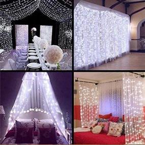 img 1 attached to Qunlight Star 304 LED Curtain String Lights, 9.8ftx9.8ft, 30V, 8 Modes with Memory, ✨ Window Decoration Lights for Wedding, Party, Home, Garden, Bedroom, Indoor Outdoor Wall Decor (Cool White)