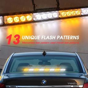 img 1 attached to 🚨 Linkitom Traffic Advisor Light Strobe Bar: 35.5 Inch Emergency Warning Windshield Light with 13 Flash Patterns - Amber & White