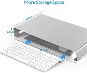 img 1 attached to 🖥️ ORICO Aluminum Monitor Stand with Keyboard Storage Space - Unibody Computer Riser for PC, Laptop, Printer - Desktop Stand Base up to 27" Screens